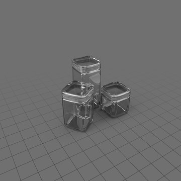 Three square glass kitchen jars