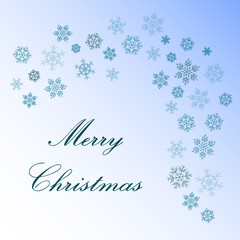 Merry Christmas greeting with snowflakes on blue background vector.