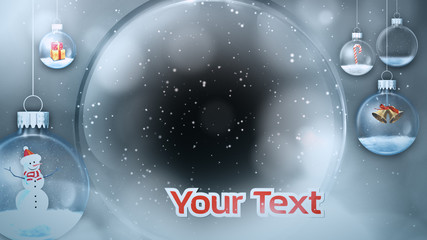 Glass Ornaments and Snow Overlay