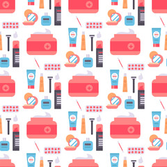 Facial care skin problems clean humancosmetic pimple dermatology instability facial care teenager defects seamless pattern background vector illustration.