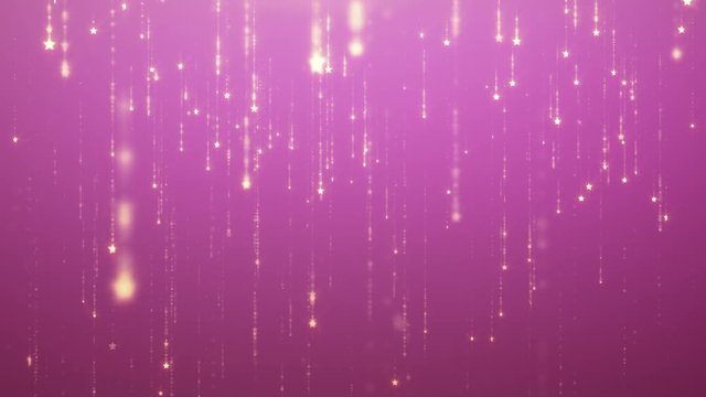 Falling Sparkle Rain Glamor Background For Led Screens. Golden Stars Fall And Disappear Animation With Particles. Motion Background In 4k