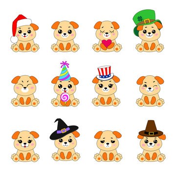 Twelve Emoji Dogs