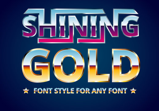 Violet and Gold Metal Font Style