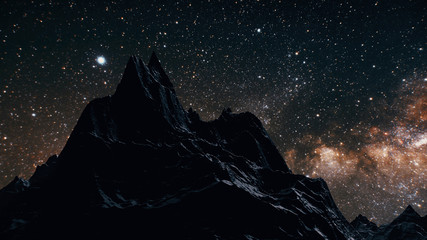 Star Milky Way in the night above the mountains 3d illustration. Elements of this image furnished...