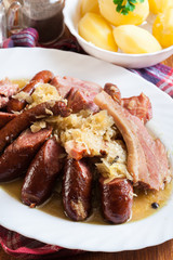 Choucroute garnie. Alsatian sauerkraut