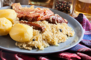 Choucroute garnie. Alsatian sauerkraut