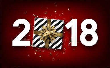 2018 new year background with gift.