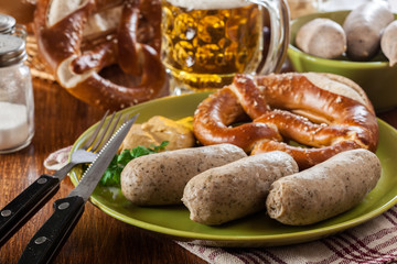 Bavarian breakfast with white sausage