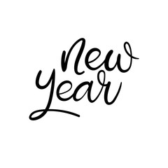 Happy New Year Hand Lettering Greeting Card. Vector Illistration. Modern Calligraphy.