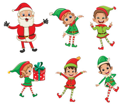 Santa Claus and Christmas elves