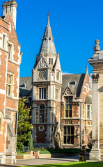 CAMBRIDGE, UK - APRIL 17,2017: Old court of Pembroke College in the University of Cambridge, England. It is the third-oldest college of the university and has over 700 students and fellows
