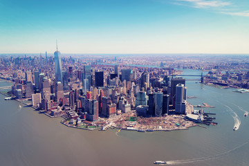 Fototapeta na wymiar Manhattan and Hudson River and East River New York