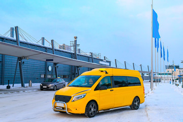 Fototapeta na wymiar Car at Rovaniemi airport winter