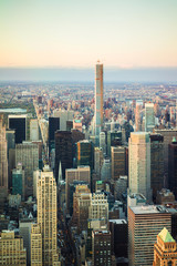 Aerial view on Midtown district of Manhattan NYC