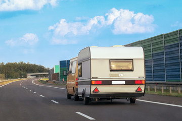 Caravan in road in Switzerland