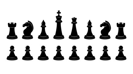 Silhouette of chess. Vector monochrome illustrations isolate
