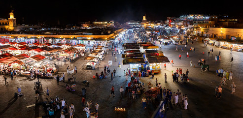 Jemma el Fnaa or Djemma el Fna famous square in Marrakesh, Morocco