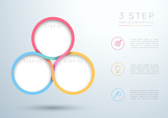 Infographic Colourful 3 Step Interweaving Circle Diagram