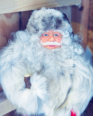 Santa Claus in reindeer fur skin in winter Rovaniemi