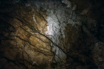 Limestone formations inside underground cave