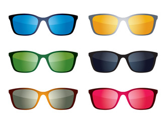 Set of color Glasses isolated. Vector Icons.