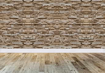 empty room interior design, stone wall for home, hotel, office. 3d illustration