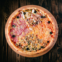 pizza on a cutting board