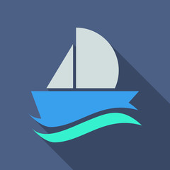 yacht vector icon in flat style with shadow