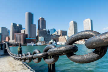Iron Chain Along Water Front in Boston