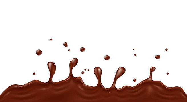 Hot chocolate splash on white background photo realistic vector