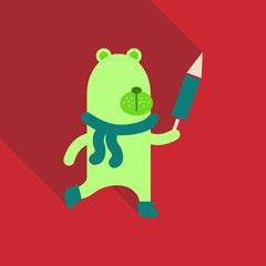 Christmas teddy bear with lollipop. New Year's gift. Skying bear with rocket