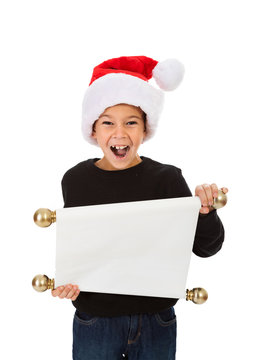Christmas: Boy Reading Santa's Naughty Nice List
