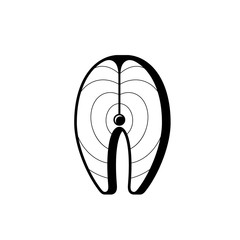 Fish steak icon. Salmon, Tuna, Pangasius piece of fish. Vector isolated minimal illustration