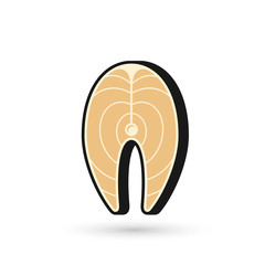 Fish steak icon. Pangasius, Salmon steak white fillet, section or piece of fish. Vector illustration isolated on white background