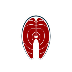 Tuna steak icon, piece of raw red fish. Vector symbol isolated on white background