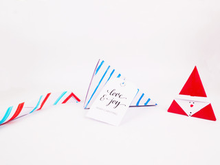 Christmas Decoration with Blue Triangle Wafers Gift Box with candy canes for holidays best for background image for Holiday invitation and banners and blogs