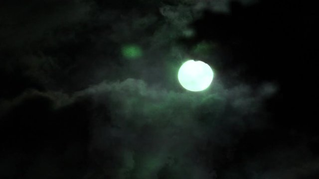 Ghost girl over full moon