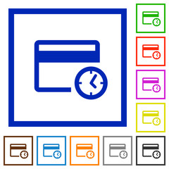 Credit card transaction history flat framed icons