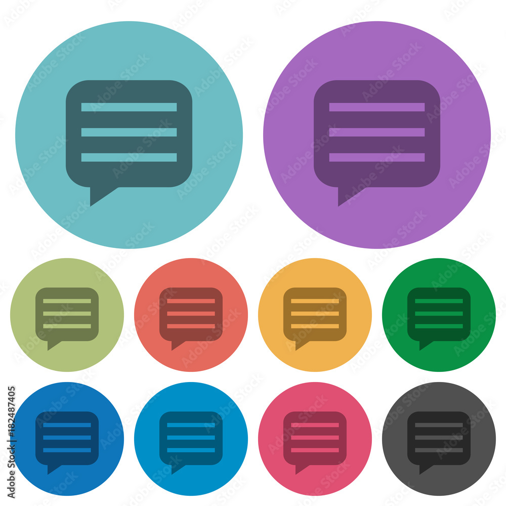 Poster message box with rows color darker flat icons