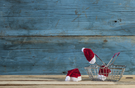 Christmas and empty shopping basket