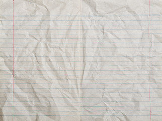 Rumpled vintage lined paper or notebook paper