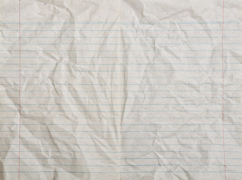 Rumpled vintage lined paper or notebook paper