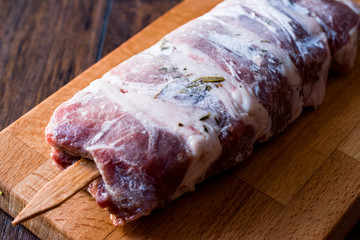 Frozen Raw Lamb Meat with Wooden Skewers.