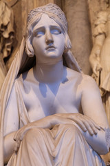 Italy. Pisa, Cathedral Square, The Campo Santo, Holy Field, Camposanto Monumentale, monumental cemetery, Camposanto Vecchio, old cemetery. Female Statue. 2016-11-02