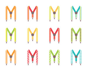 A set of men's suspenders. Suspenders vector illustration