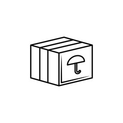 Packaging box icon with umbrella symbol