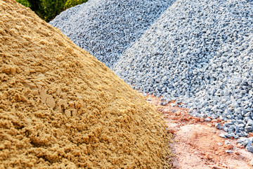 Construction sand pile and rocks