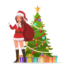 Santa Claus woman character vector design for christmas. Presentation in various action. no8