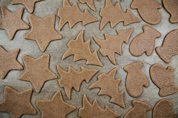 Top view Raw ginger and cinnamon cookies ready for the oven