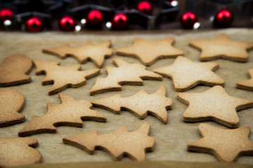 Christmas ginger cookies hot from the over ready to be decorated